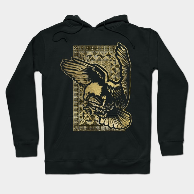 Vintage gold Eagle on tribal texture Hoodie by Nartissima